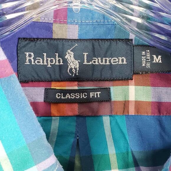 Polo Ralph Lauren Shirt Oxford Button Down Multicolor Plaid SS Size Medium M - Picture 7 of 9